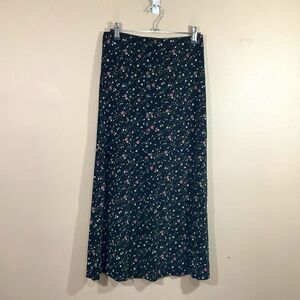 VTG Briggs Womens Floral Midi Skirt S Black 90s Whimsigoth Buttons Dark Cottage